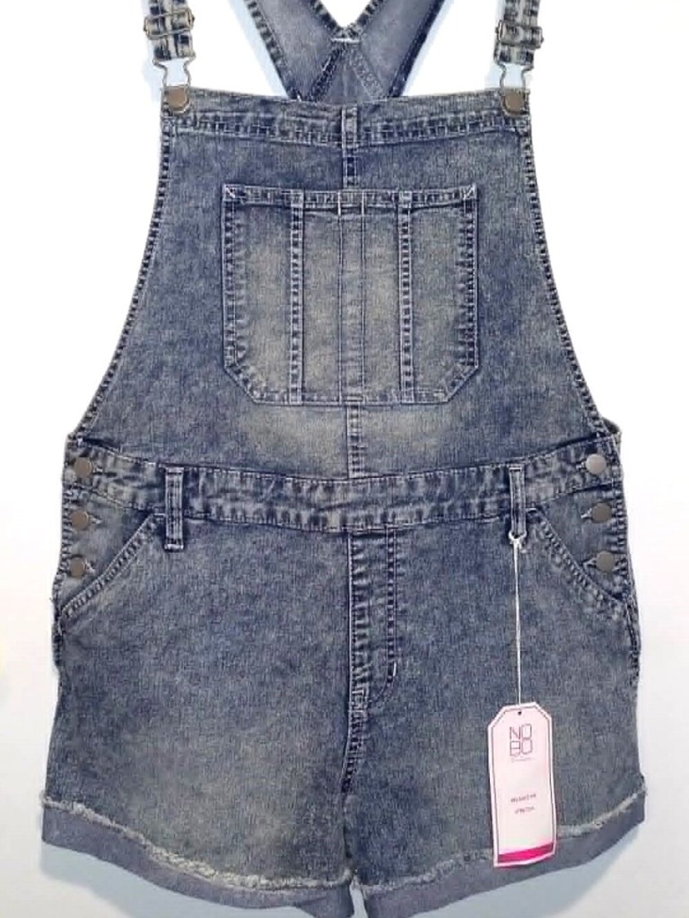 NoBo Blue Denim Jean Shorts Overalls Romper Jumpsuit Pockets Size XL NWOT
